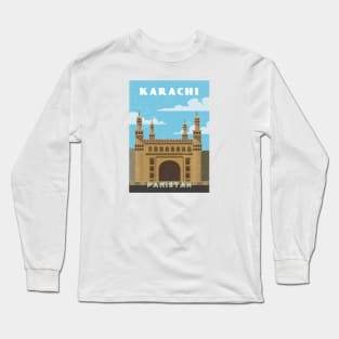 Karachi, Pakistan.Retro travel poster Long Sleeve T-Shirt